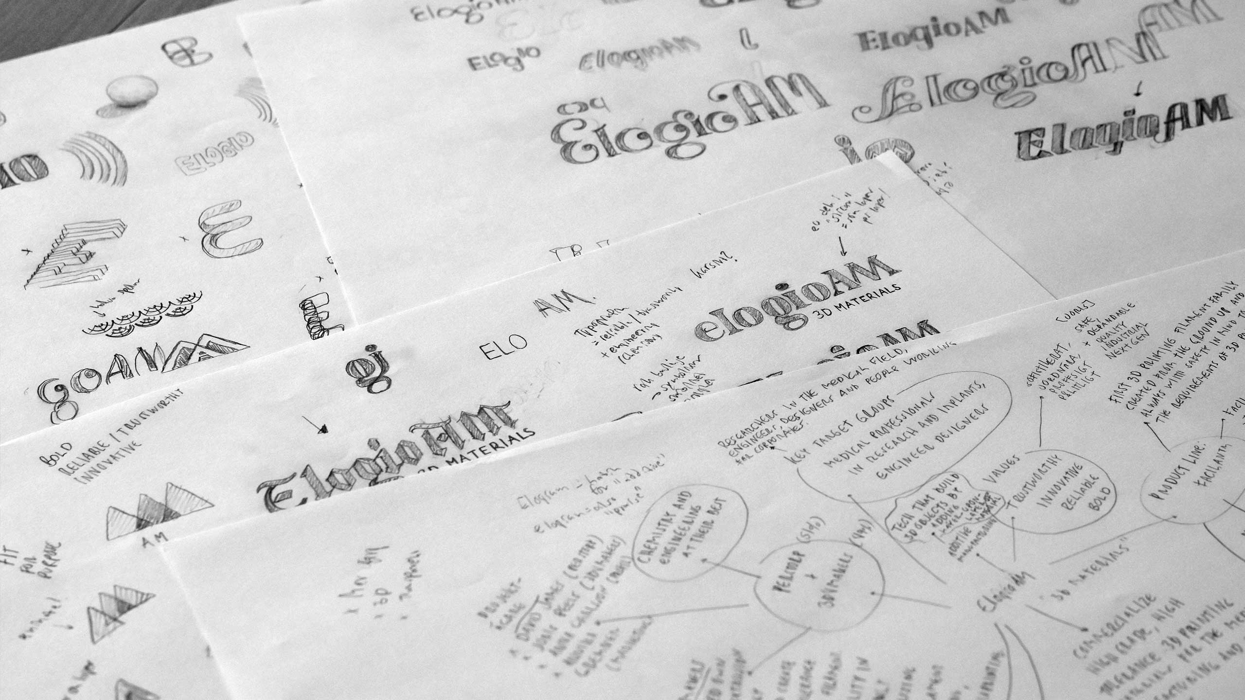 Sketches for ElogioAM visual identity.