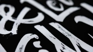 Printed lettering poster for Goode Luck (zoomed in)