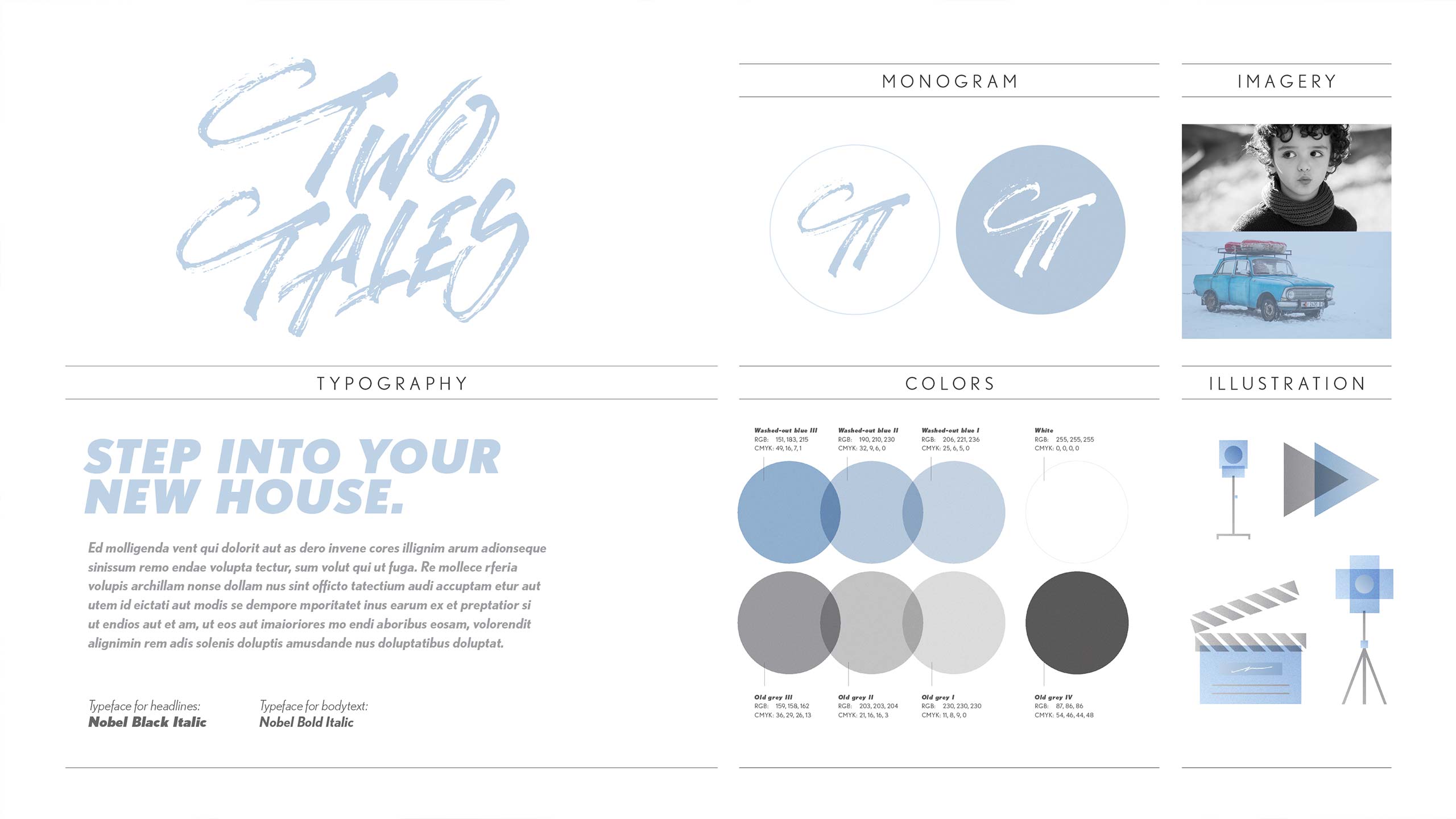 Visual identity overview for Two Tales.