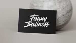 Funny Business logo business cards mockup