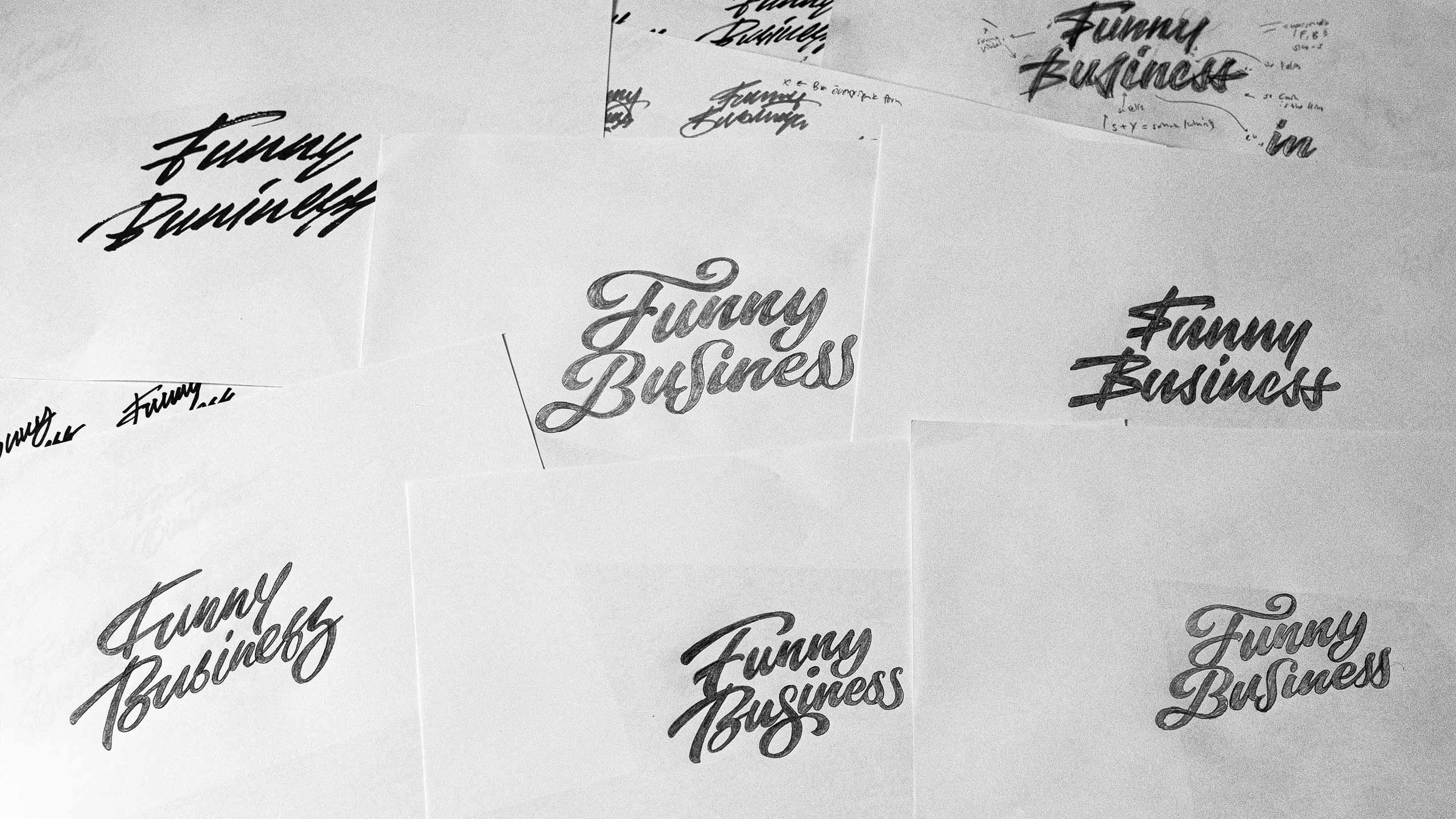Funny Business logo sketches