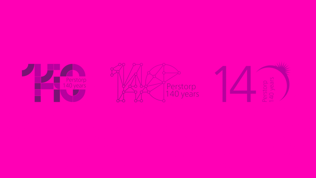 Digital drafts for Perstorp 140 years anniversary symbol.
