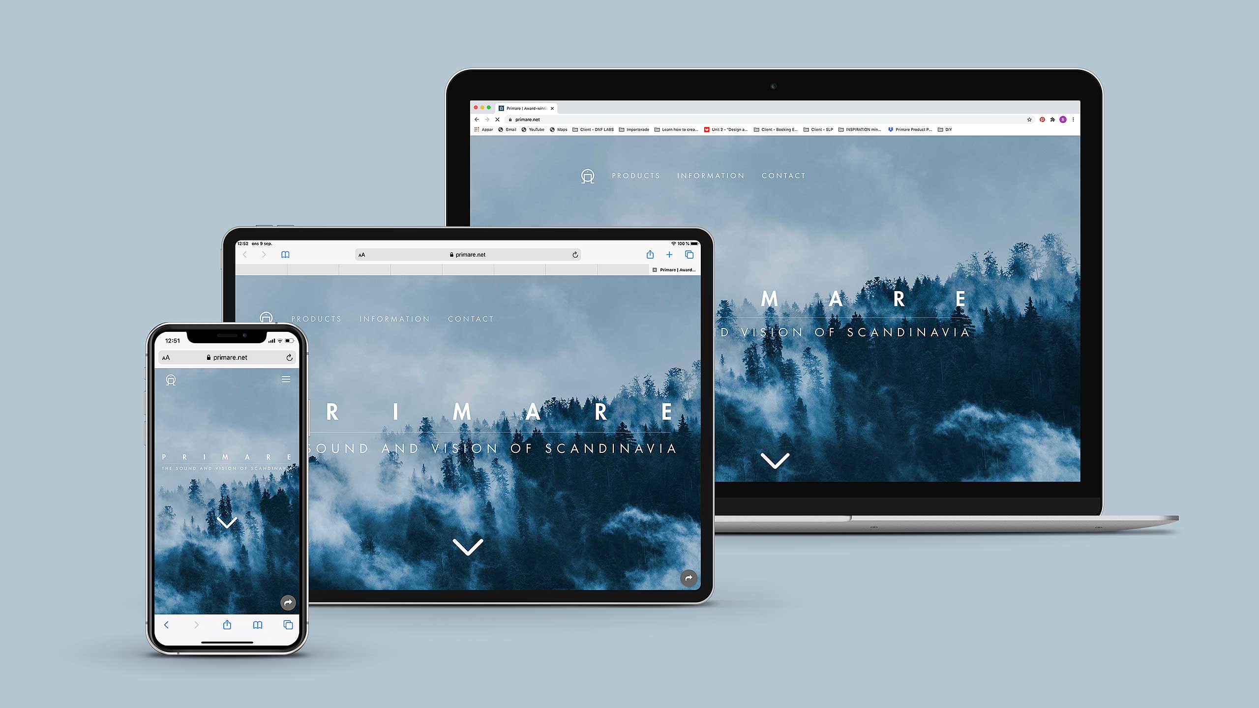 Photo of Primare site on iPhone, iPad and computer